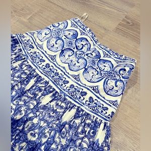 ANTONIO MELANI Blue and White Maxi Skirt